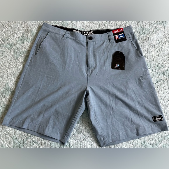 NWT Pelagic Men's Size 38 Mako Hybrid Board Shorts Fishing Quick Dry Gray - Picture 1 of 5